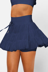 High Waist Plain Mesh Skort
