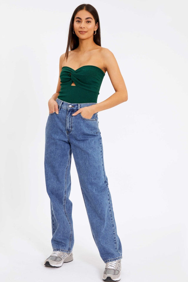 Merlaine Strapless Knotted Knit Crop Top | Dress In Beauty