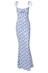Floral Print Sleeveless Backless Maxi Dress