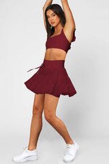 High Waist Plain Mesh Skort