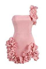 One Shoulder Ruffled Sheath Mini Dress | Dress In Beauty