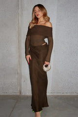 Off-Shoulder Mesh Hollow-Out Bodycon Dress
