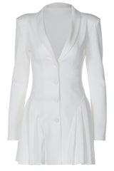 Pleated Sexy V Neck Blazer Dress