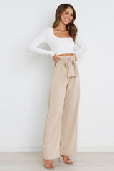 High Waist Belted Straight Leg Pants