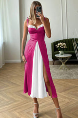High Waist Satin Wrap Dress | Dress In Beauty