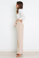 High Waist Belted Straight Leg Pants