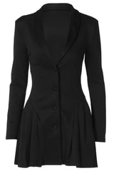 Pleated Sexy V Neck Blazer Dress