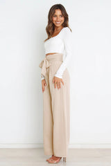 High Waist Belted Straight Leg Pants