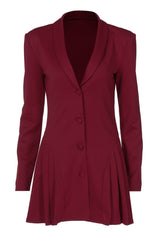 Pleated Sexy V Neck Blazer Dress