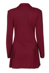 Pleated Sexy V Neck Blazer Dress