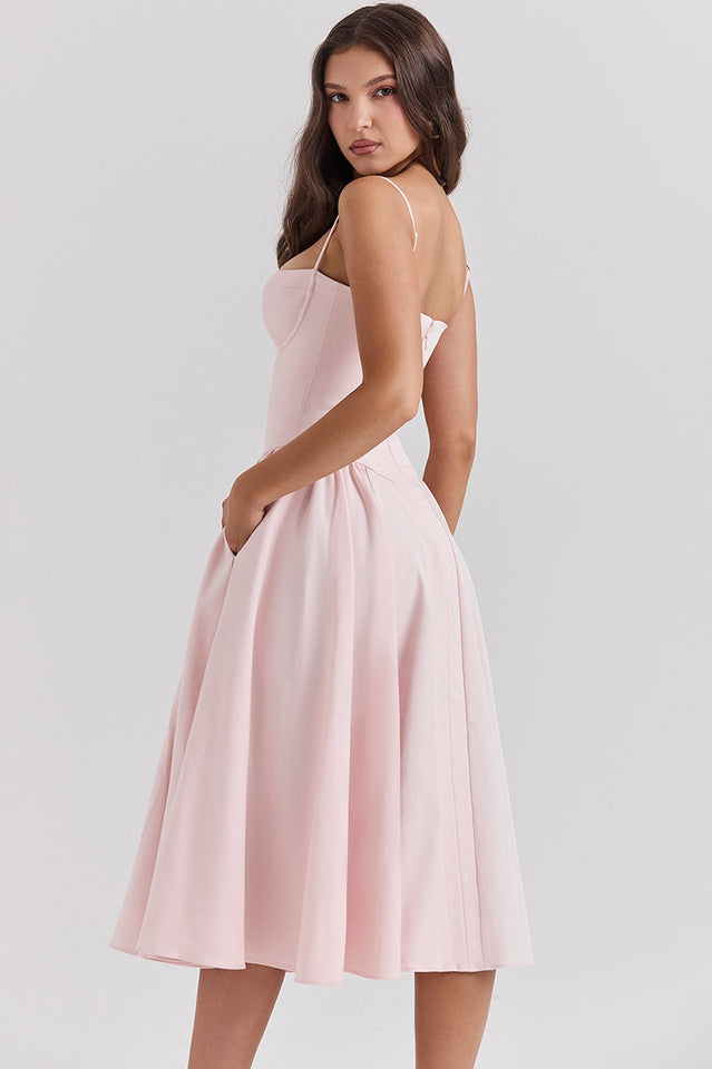 samaria french corset dress House Of Cb Samaria corseted woven midi Dress