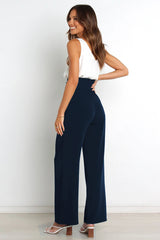 High Waist Belted Straight Leg Pants