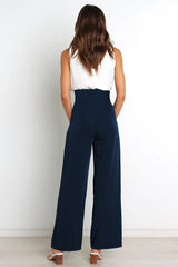 High Waist Belted Straight Leg Pants