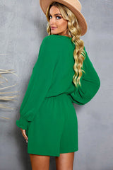 Tied Flounce Sleeve Plunge Romper | Dress In Beauty