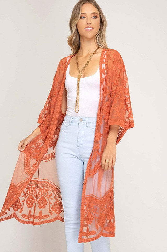 Hollow Out Lace Kimono Cover Up | Dress In Beauty
