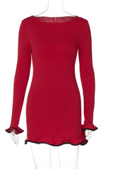 Tight Skirt With Ruffles Mini Dress