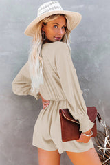 Tied Flounce Sleeve Plunge Romper | Dress In Beauty