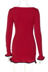 Tight Skirt With Ruffles Mini Dress