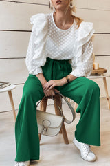 High Waist Belted Straight Leg Pants