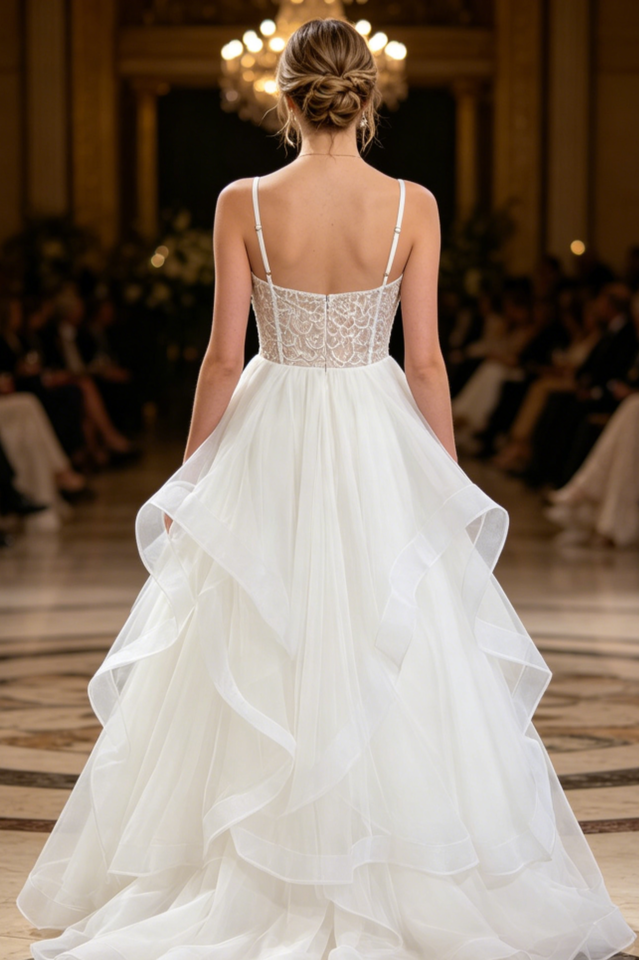 Lanelle Lace Ruffle Tulle Midi Dress | Dress In Beauty