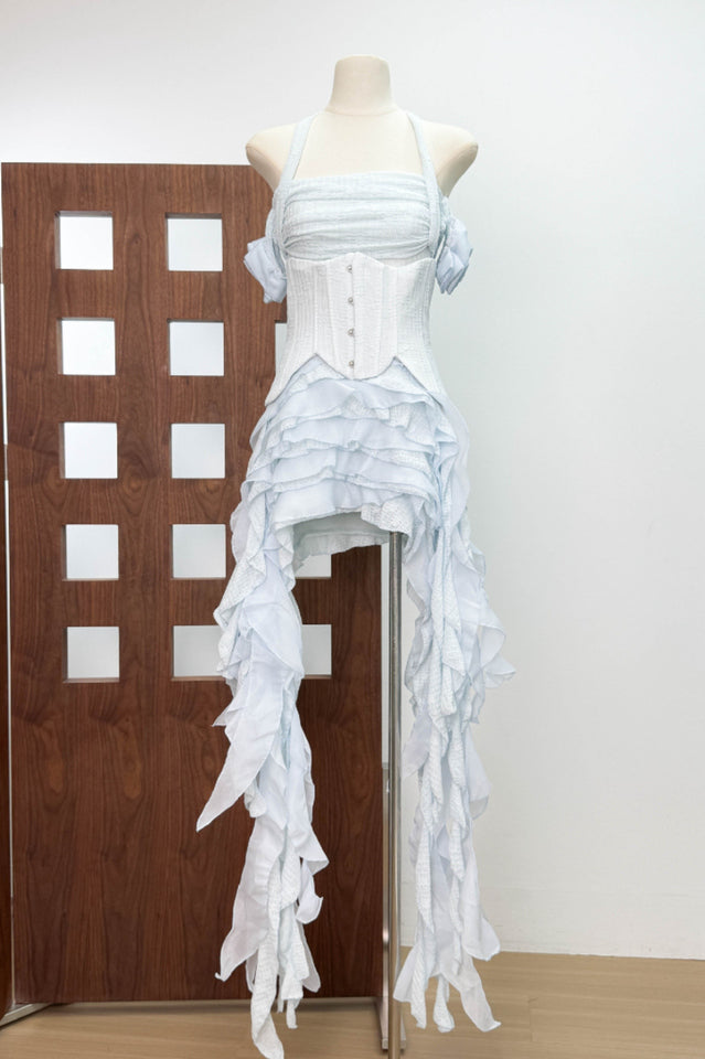 Ivria Halterneck Ruffled Draped Dress | Dress In Beauty