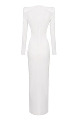 Draped Ring Detailed Deep V Neck Dress | Dress In Beauty