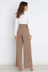 High Waist Belted Straight Leg Pants