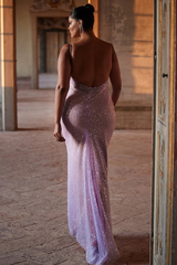 Ariarl Ruched Purple Sequins Maxi Dress | Dress In Beauty