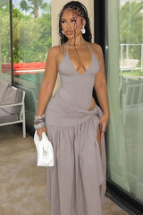 V-Neck Bodysuit Wrap Skirt Set