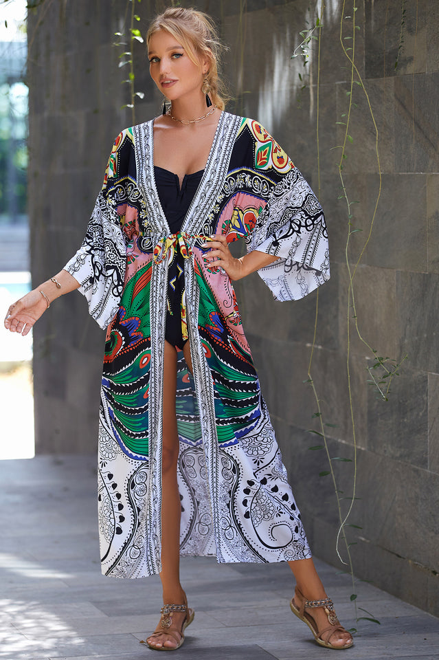 Tie Dye Belt Kimono Blouse (15 Colors) | Dress In Beauty