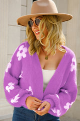 Cuteness Flowers Fuzzy Knit Cardigan