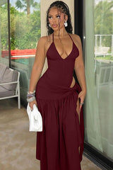 V-Neck Bodysuit Wrap Skirt Set