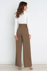 High Waist Belted Straight Leg Pants