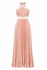 Eliza Pleated Cutout Maxi Dress