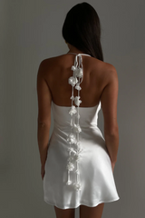 Otillie Rose Halter Satin Mini Dress | Dress In Beauty