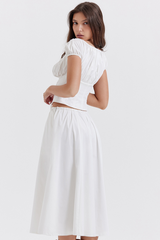 Cora White Gathered Top + Skirt Set | Dress In Beauty