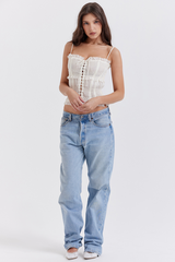 Lula Ivory Sequin Pleat Corset | Dress In Beauty