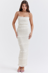 Solana Ivory Sequin Pleat Maxi Dress | Dress In Beauty