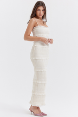 Solana Ivory Sequin Pleat Maxi Dress | Dress In Beauty