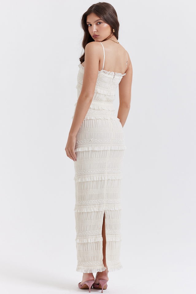 Solana Ivory Sequin Pleat Maxi Dress | Dress In Beauty