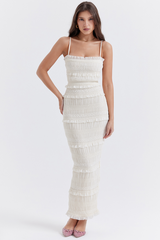 Solana Ivory Sequin Pleat Maxi Dress | Dress In Beauty