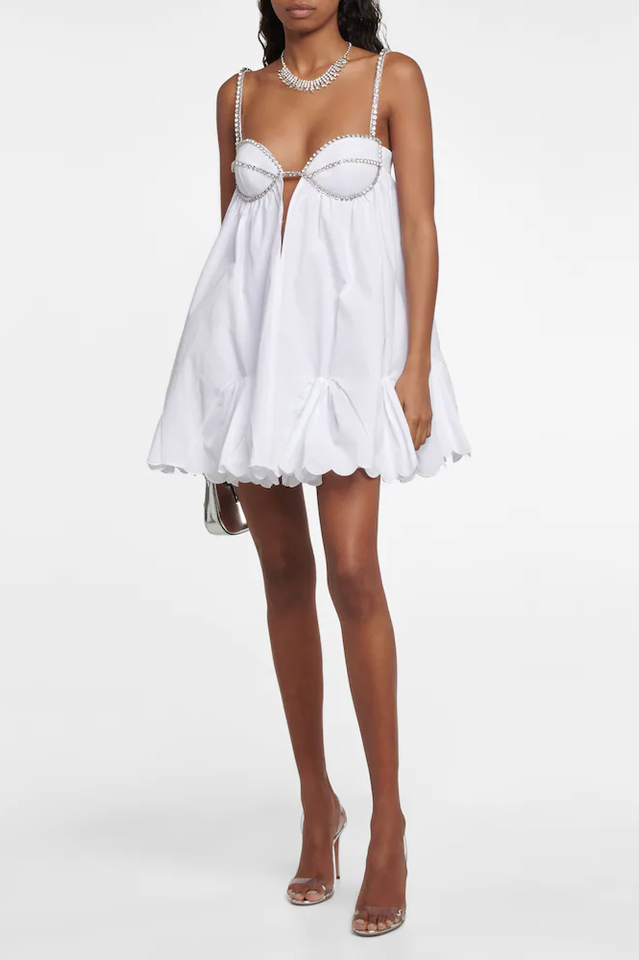 Crystal Trimmed Scallop Mini Dress | Dress In Beauty