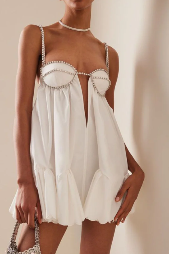 Crystal Trimmed Scallop Mini Dress | Dress In Beauty
