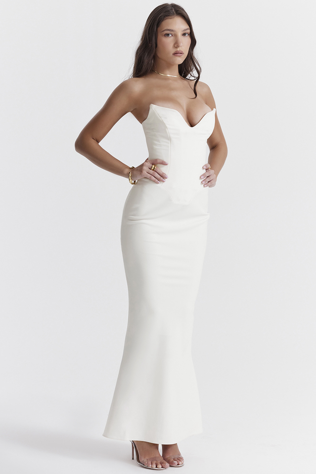 Tamara Ivory Strapless Corset Dress | Dress In Beauty