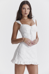 Odessa White Embroidered Mini Dress | Dress In Beauty