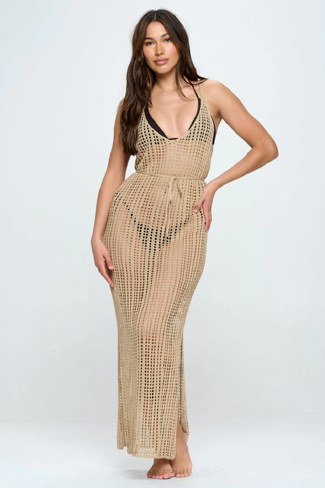 Knitted V Neck Side Split Cover Up | Dress In Beauty