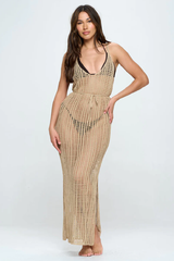 Knitted V Neck Side Split Cover Up | Dress In Beauty