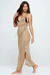 Knitted V Neck Side Split Cover Up | Dress In Beauty