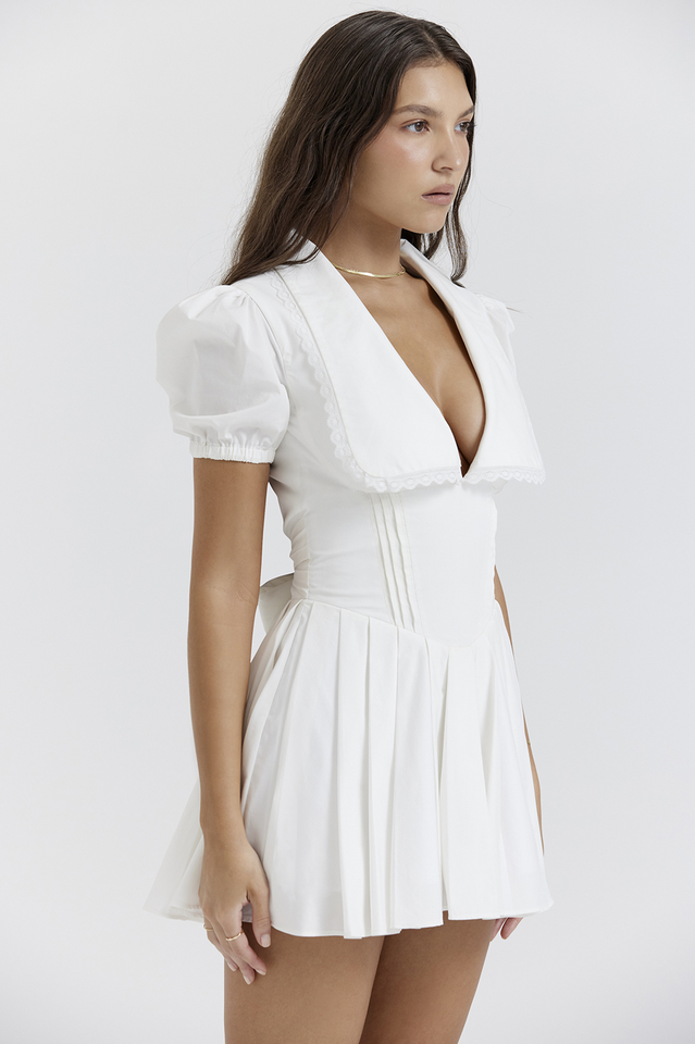 Piera White Pleated Mini Dress | Dress In Beauty