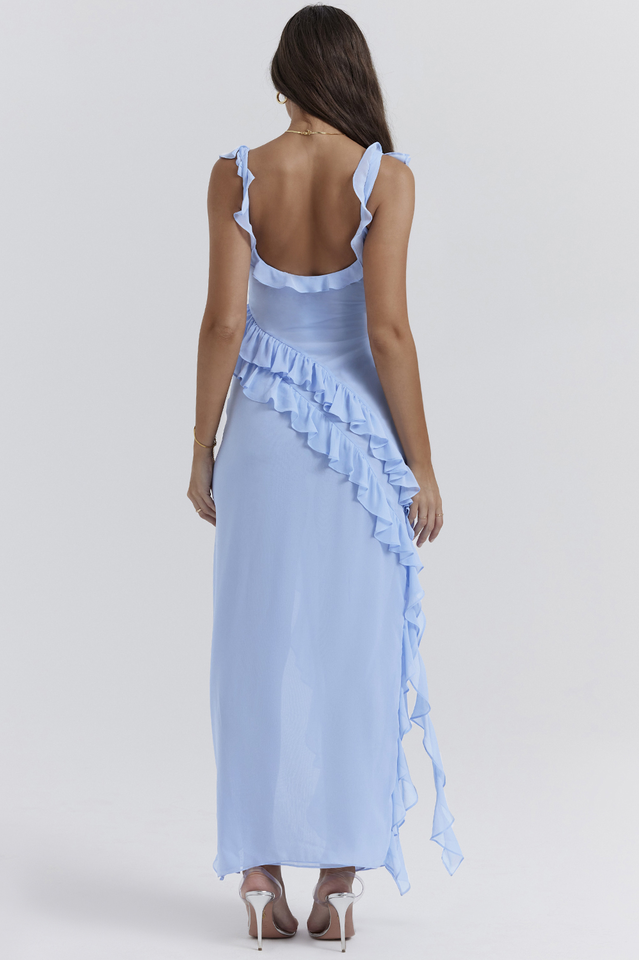 Ariela Soft Blue Ruffle Maxi Dress | Dress In Beauty